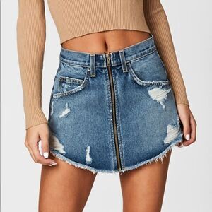 Carmar Distressed Zip-Up Denim Miniskirt size 27